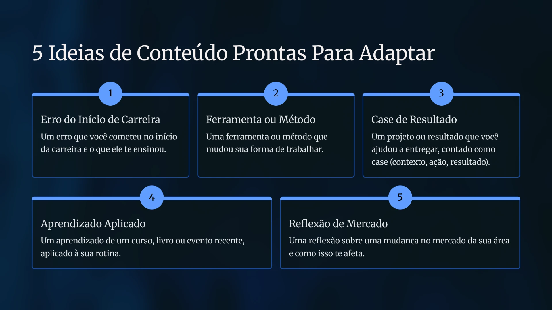 Página — 5 Ideias de Conteúdo Prontas Para Adaptar